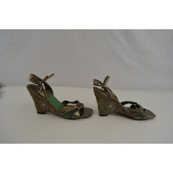 Hilary Radley Embroidered Wedges Slingback Open Toe Sandals Size 9M - Picture 3 of 9